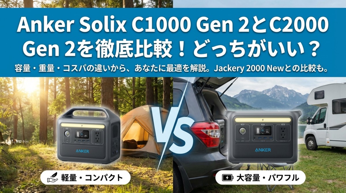 Anker Solix C1000 Gen 2とC2000 Gen 2を徹底比較!どっちがいい?