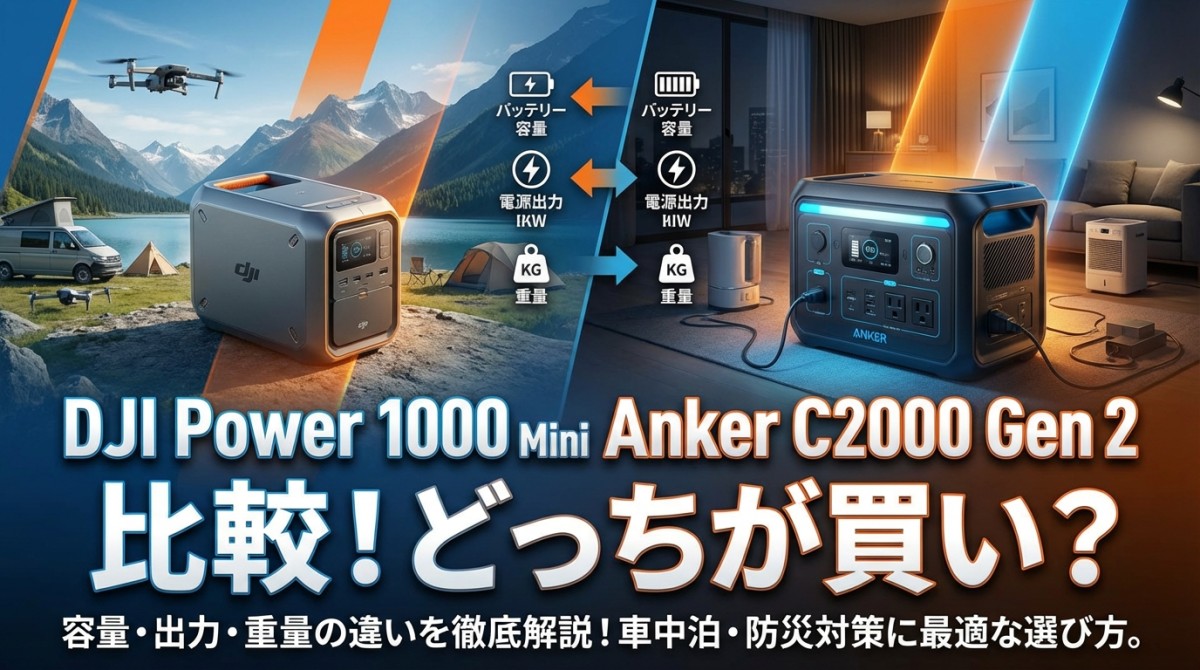DJI Power 1000 Mini Anker Solix C2000 Gen 2 比較!どっちが買い?