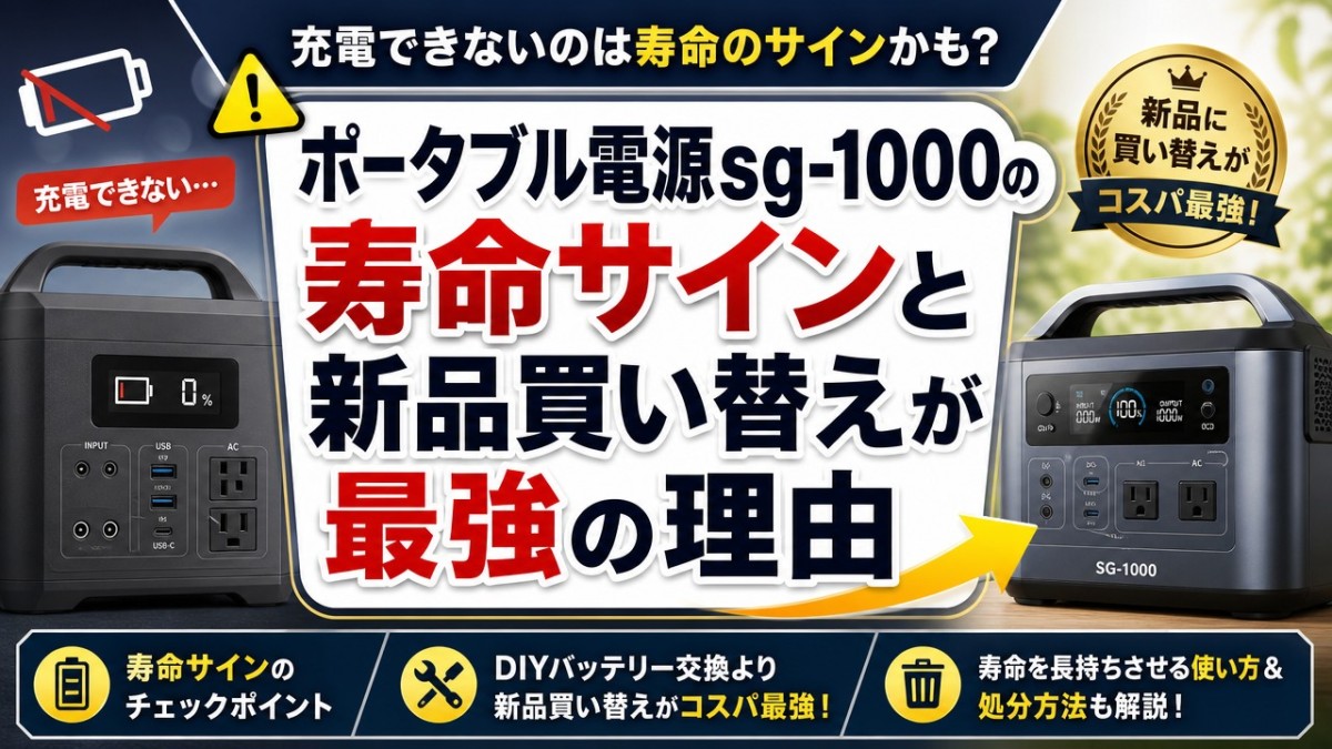 ポータブル電源sg-1000の寿命サインと新品買い替えが最強の理由