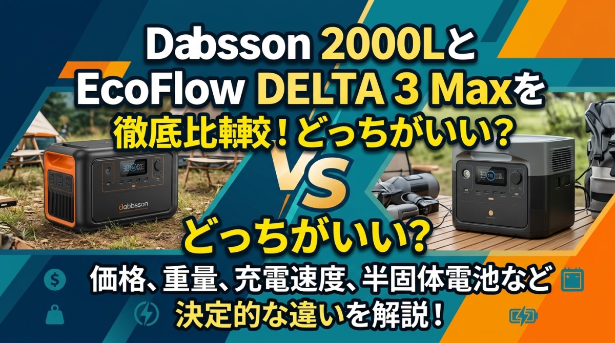 Dabbsson 2000LとEcoFlow DELTA 3 Maxを徹底比較!どっちがいい?