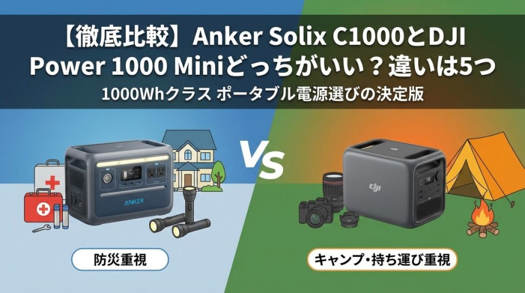【徹底比較】Anker Solix C1000とDJI Power 1000 Miniどっちがいい？違いは5つ