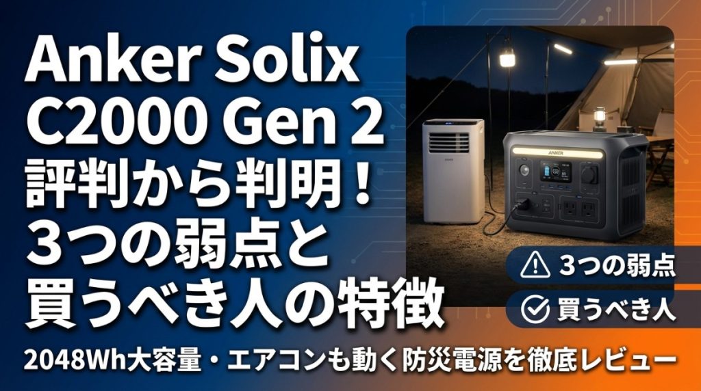 Anker Solix C2000 Gen 2 評判から判明！3つの弱点と買うべき人の特徴