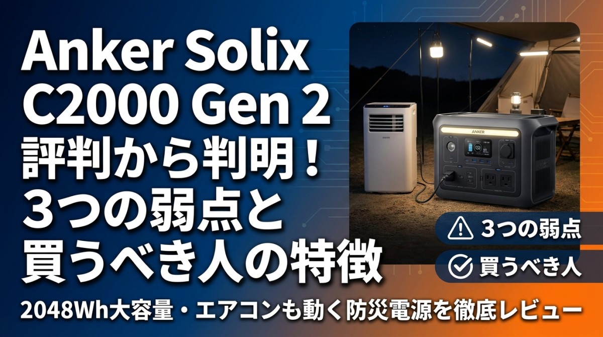 Anker Solix C2000 Gen 2 評判から判明!3つの弱点と買うべき人の特徴