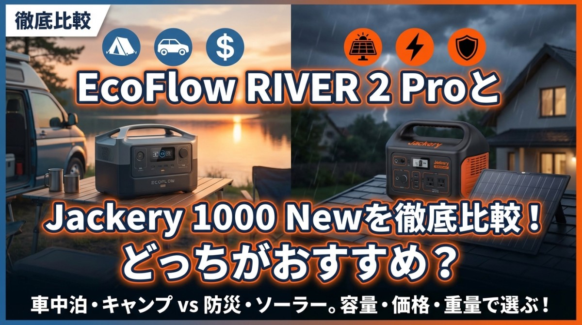 EcoFlow RIVER 2 ProとJackery 1000 Newを徹底比較!どっちがおすすめ?