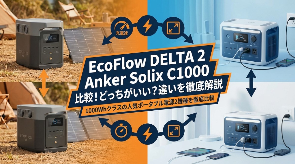 EcoFlow DELTA 2 Anker Solix C1000 比較!どっちがいい?違いを徹底解説