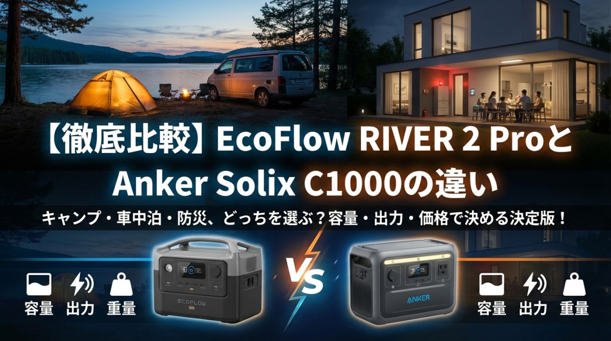 【徹底比較】EcoFlow RIVER 2 ProとAnker Solix C1000の違い